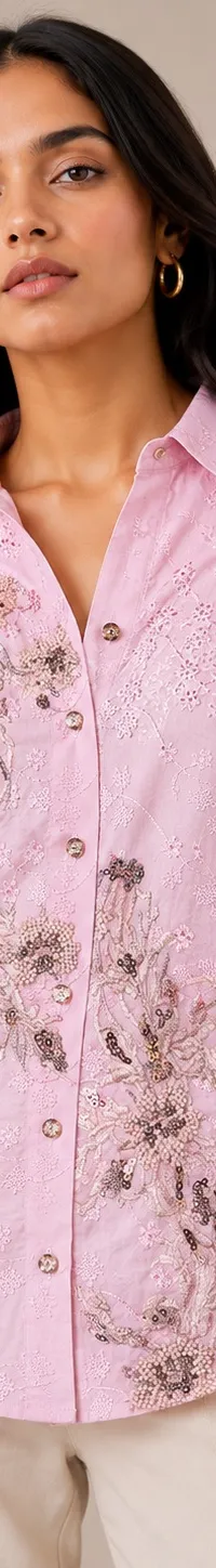 Pink beaded shirt — view 1 of 2