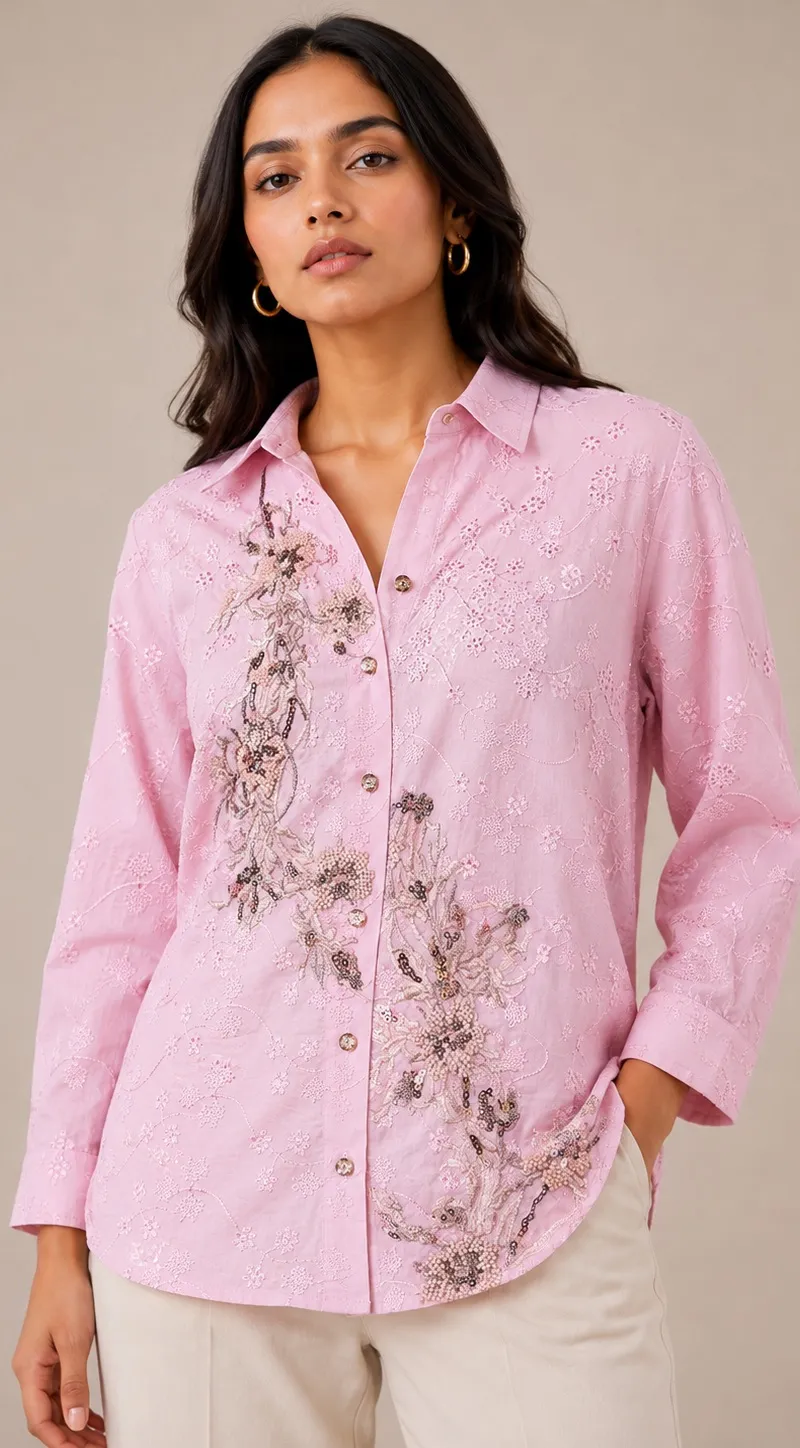 Pink beaded shirt