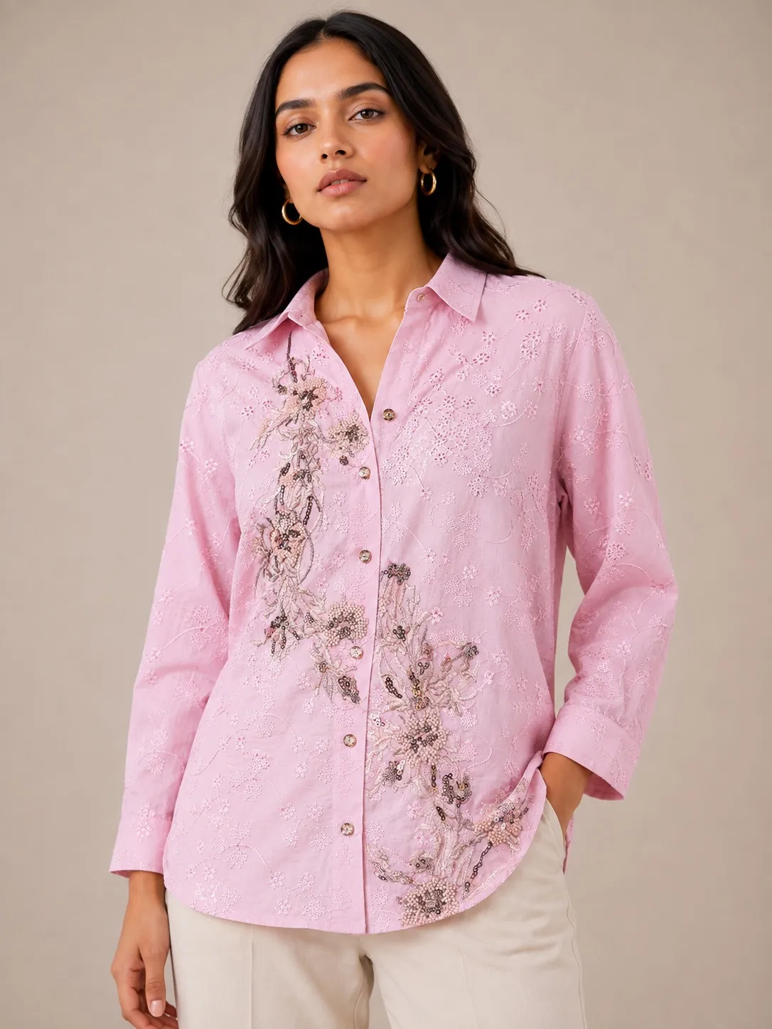Pink beaded shirt