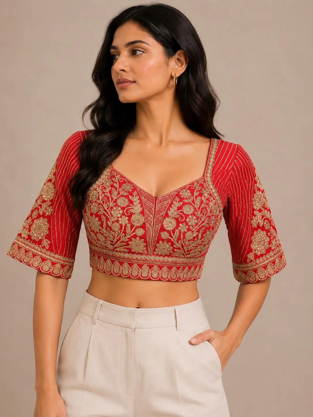 Orange kadhai blouse
