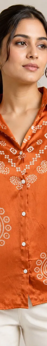 orange crepe ajrak print — view 1 of 2