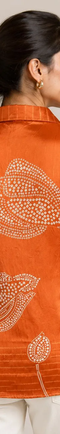 orange crepe ajrak print — view 2 of 2