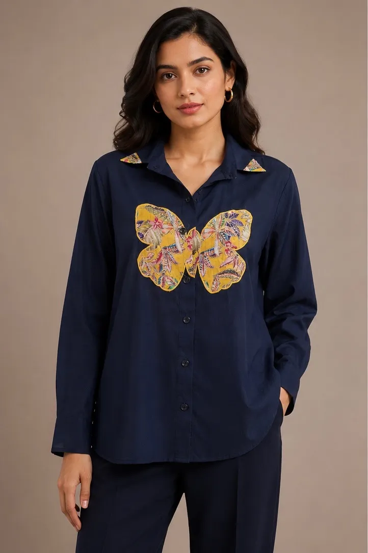 Butterfly patch shirt