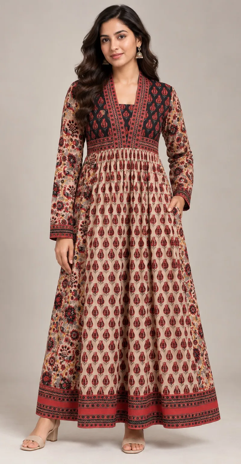 Red printed dress