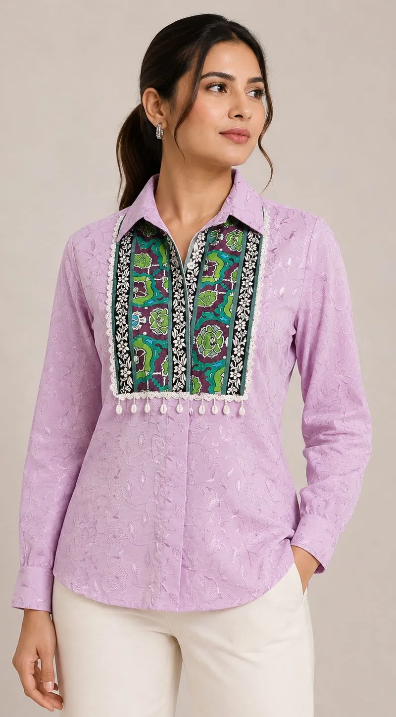purle yoke shirt