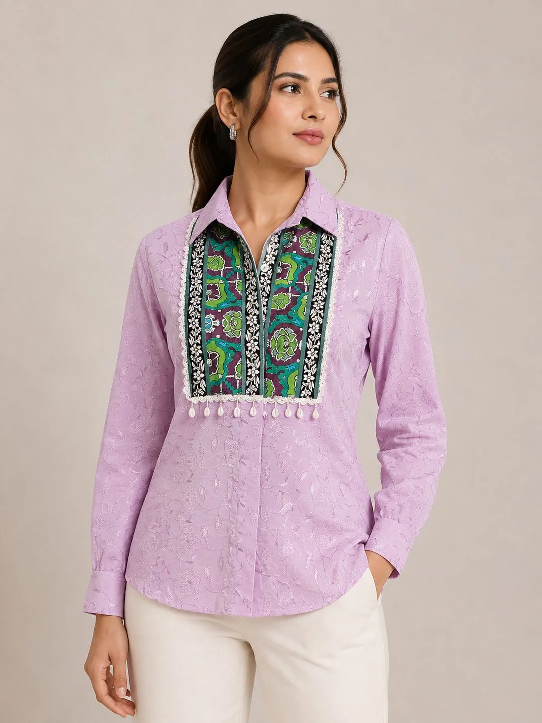 purle yoke shirt