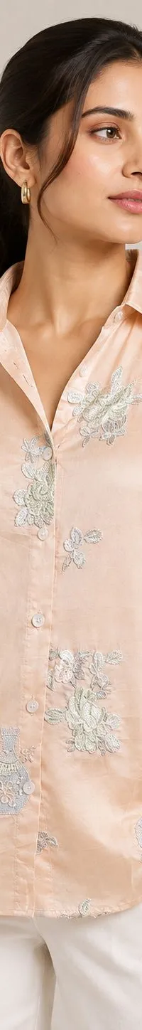 peach  embroidered shirt — view 1 of 2