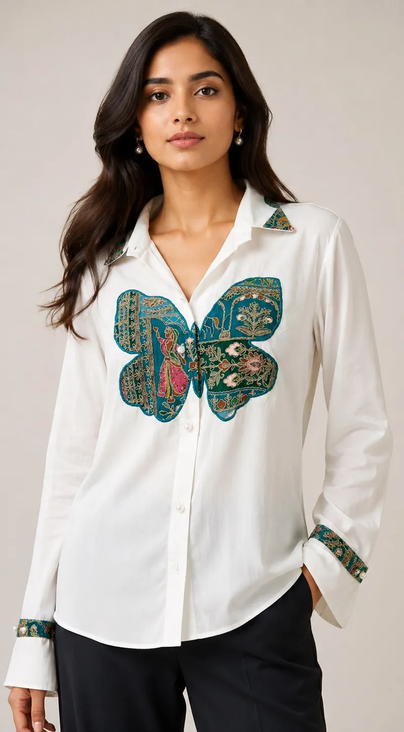Blue butterfly shirt