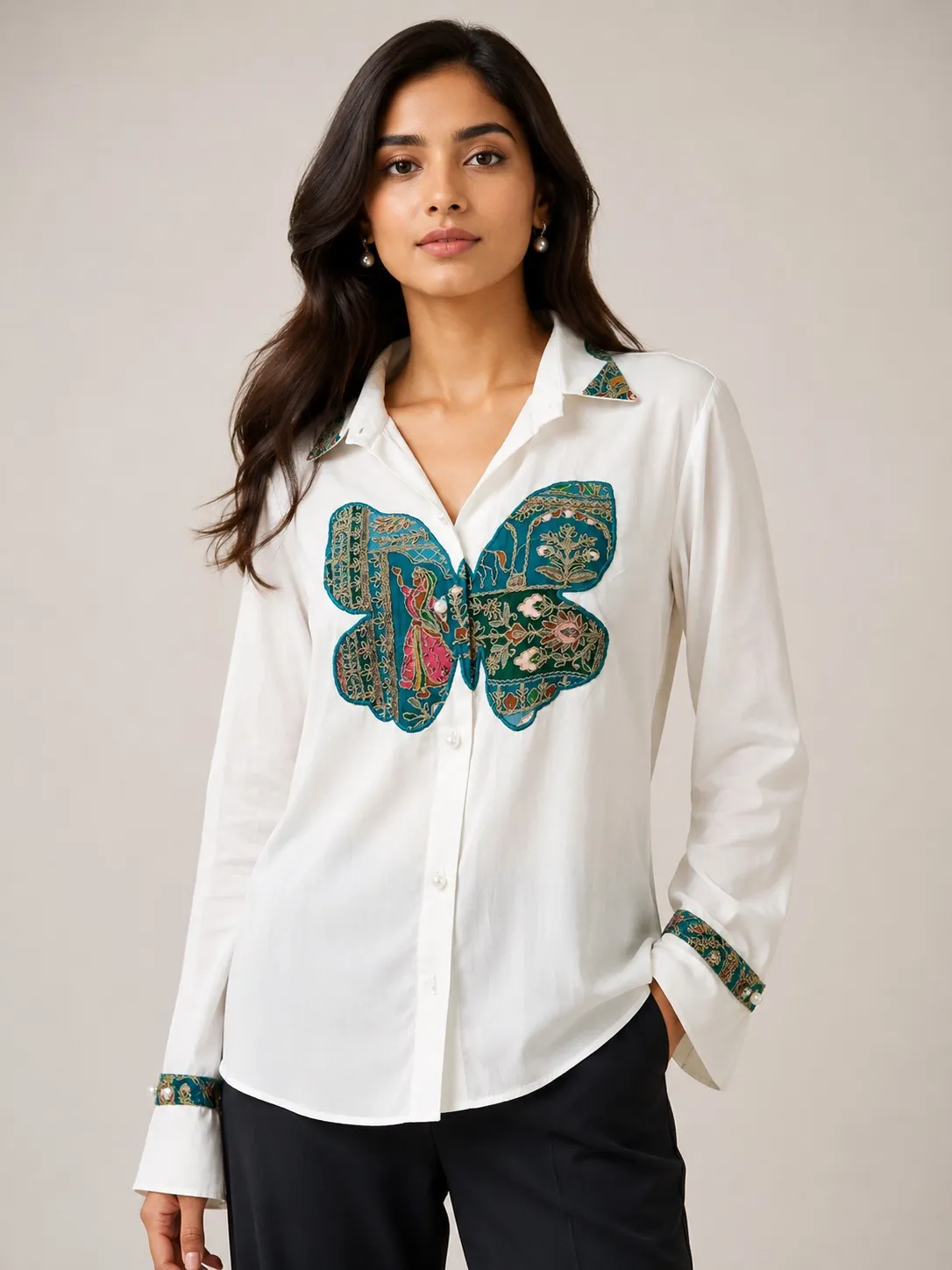 Blue butterfly shirt