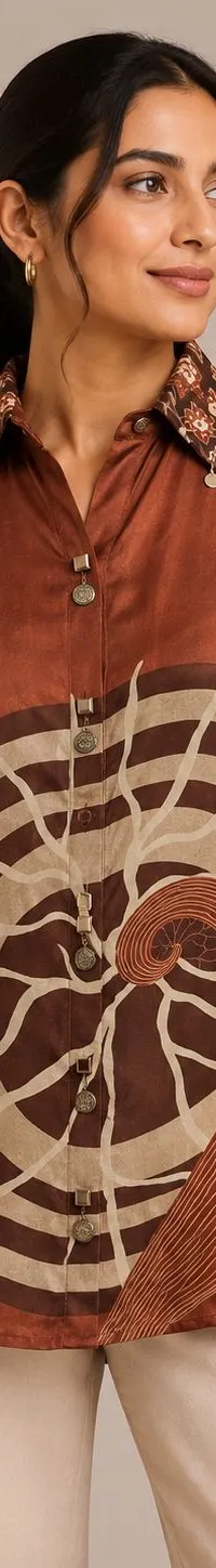 Brown printed shirt — view 1 of 2