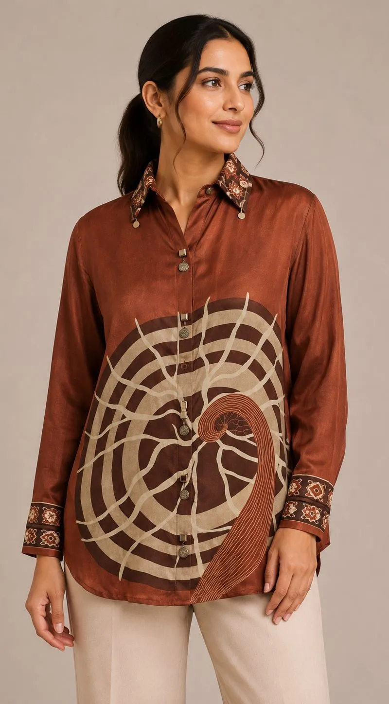 Brown printed shirt